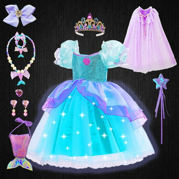Vestido de La Sirenita para nias, traje de princesa Ariel con luz LED  verde, tul esponjoso, disfraz de hada luminosa para Halloween, novedad de  2023 Fivean unisex | Bodega Aurrera en lnea
