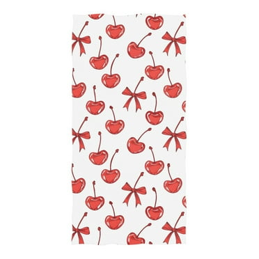 Cherry and Bow Beach Towel Oversized 74"x37" Pool Towels Soft Absorbent Extra Large Quick Drying for Bathroom