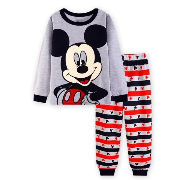 Pijamas de manga larga para niños y niñas, ropa de dormir de algodón de Mickey, conjuntos de ropa para bebés, novedad de 2023
