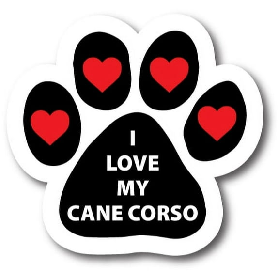 Magnet me Up I Love My Cane Corso Pawprint Magnet Decal, 5 Inch, Vinyl Automotive Magnet
