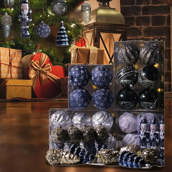 ABPWLY Home Christmas Shatterproof Tree Ball Ornaments Set Hanging Decoration Baubles Blue Multicolor 16x24x8cm Christmas