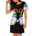 thumbnail image 2 of Balery Happy Pride Gnome Camisón de manga corta con cuello redondo para mujer, cómodo y elegante., 2 of 6