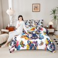 thumbnail image 4 of Manfei Child Teens Cute Animal Dog Bedding Comforter Set 2pcs,Flying Butterflies Twin Comforter Sets Microfiber,Graffiti Splash Breathable Bedding Set,Super Cozy Room Decor,Reversible, 4 of 8