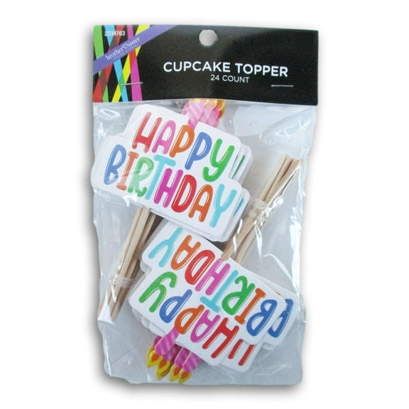 Happy Birthday Cupcake Topper - Decorate 24 Cupcakes with Colorful Picks