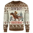 thumbnail image 5 of Telankuip All over Printed Christmas Cowboy Sweatshirts Oversized Crewneck Pullover Tops Trendy Classic Winter Long Sleeve Xmas Holiday Tops Gift for Men Khaki XXXL, 5 of 6
