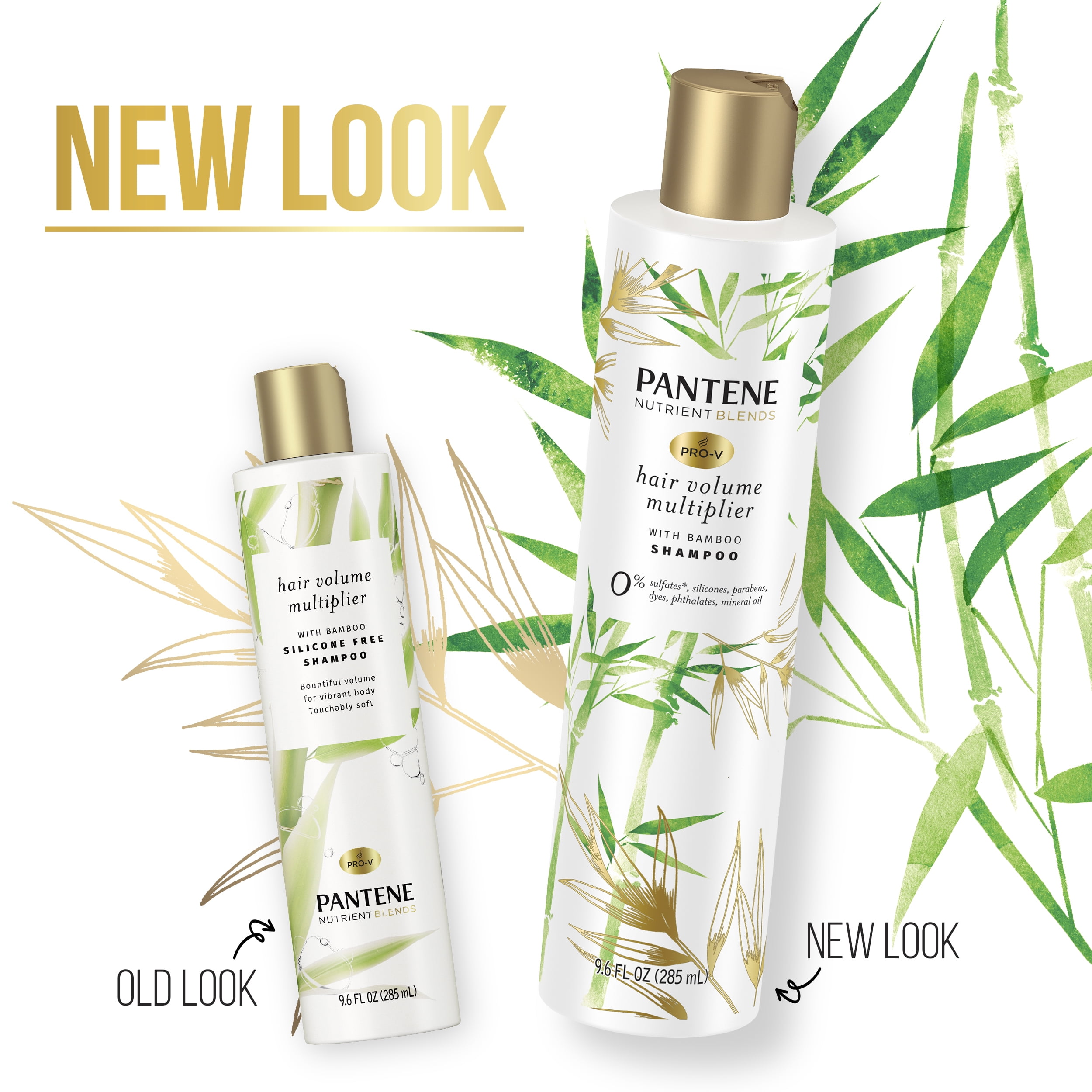 Pantene Sulfate Free Volumizing Shampoo, for Fine or Flat Hair with Bamboo, Color Safe, 9.6 oz