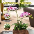 thumbnail image 4 of Faux Orchid Plant, Velvet Touch, With Wooden Like Planter, Indoor Fake Plant, 4 of 5