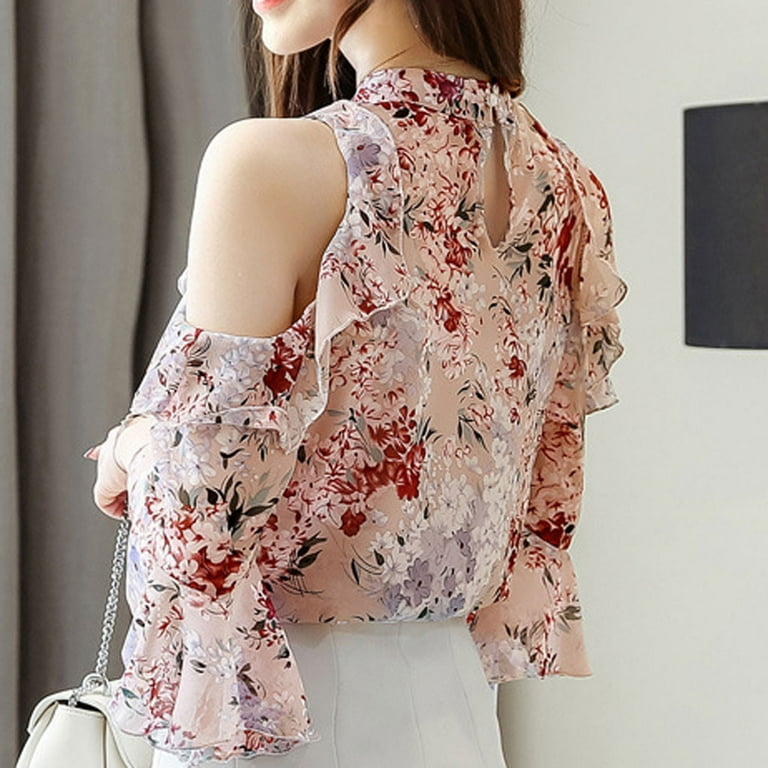 Loose Chiffon Shirt Women's Short Sleeve 2022 Fashion Floral Tops Blouses