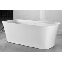 67" x 30.5" Square Freestanding Flat Bottom Acrylic Bathtub with Center Drain in Glossy White