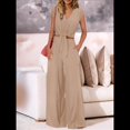 thumbnail image 4 of Conjuntos de Dos Piezas de Verano para Mujer 2025, Top Corto con Cinturón, Mangas y Cuello en V, Pantalones Anchos, Chándal Informal. Caqui XL, 4 of 8