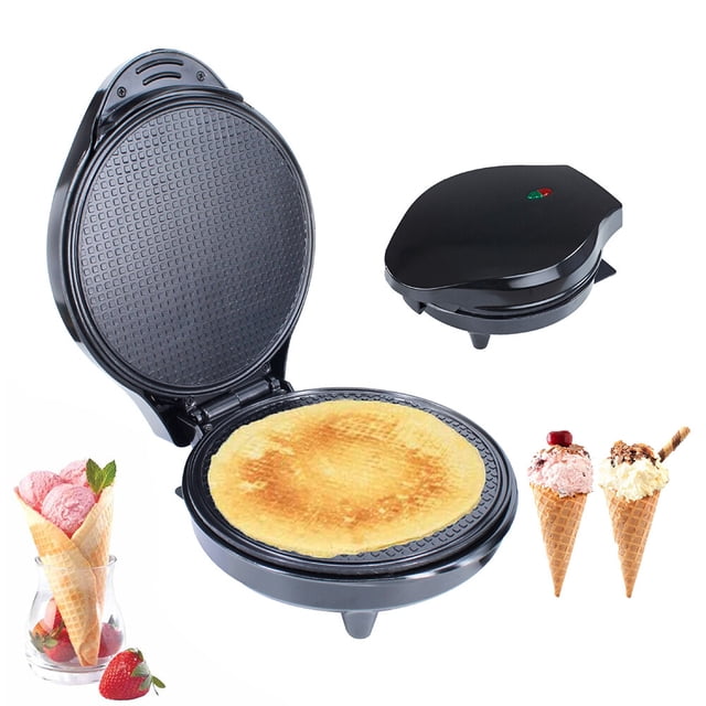 Máquina para hacer conos de helado y gofres, 1200W, placas antiadherentes de doble cara