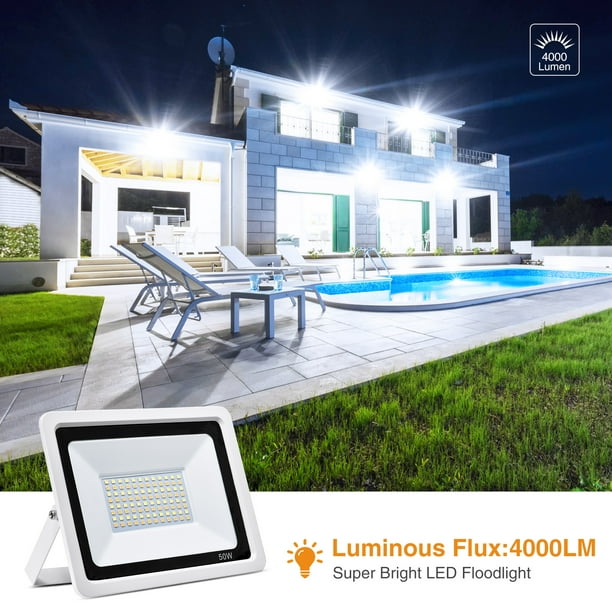Bornmio 110V 50W LED Outdoor Flood Light 3 Color Changing Color Temperature Adjustable