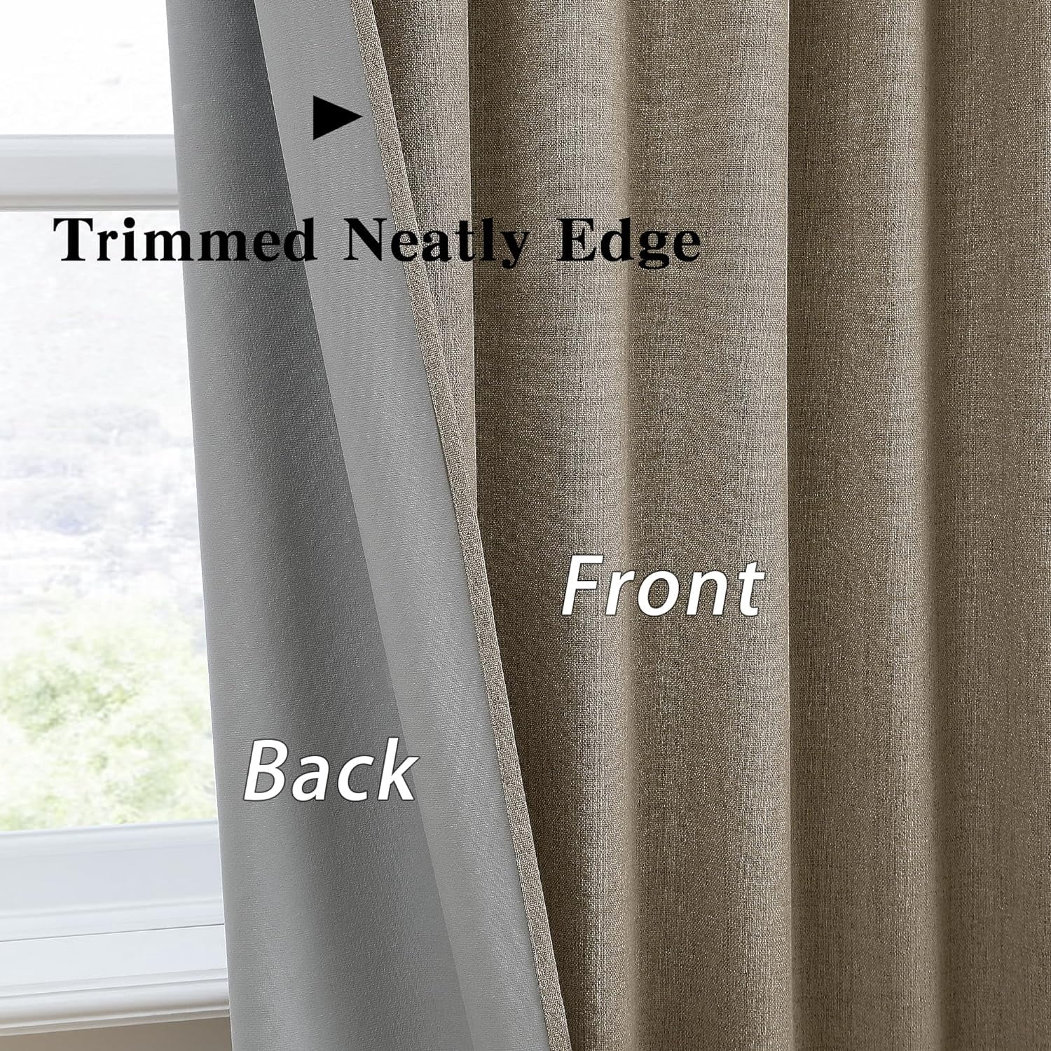 104 Inch Long Linen Blended Blackout Curtains 2 Panels Set,Custom Length Back Tab Pleated Look Drapes with Hooks,Linen Textured Window Curtains for Living Room Bedroom,50x104 in Long,Linen