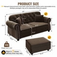 thumbnail image 4 of FFH 63" Loveseat with Movable Ottomans, 2 Seater Velvet Couch, Mid-Century Modern Chesterfield Sofa for Living Room, Brown, 4 of 7