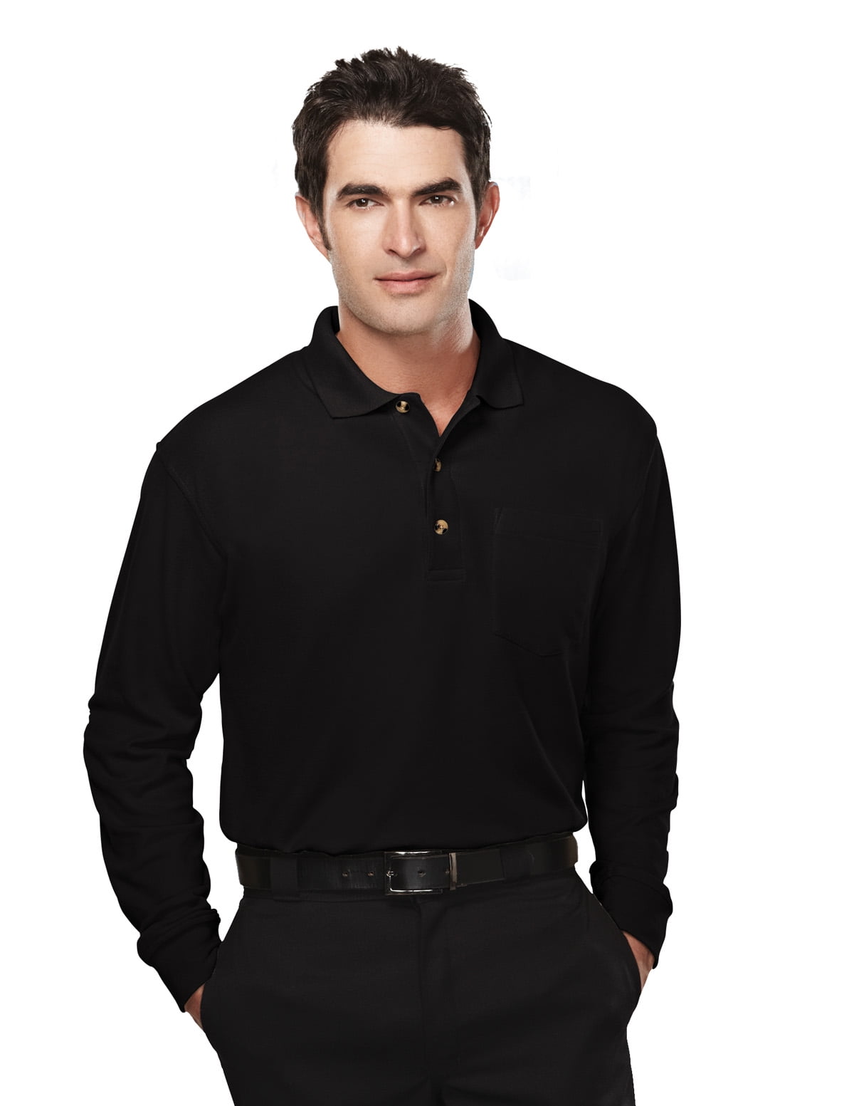 Tri-Mountain Men's Big & Tall Long Sleeve Pique Polo Golf Shirt with ...