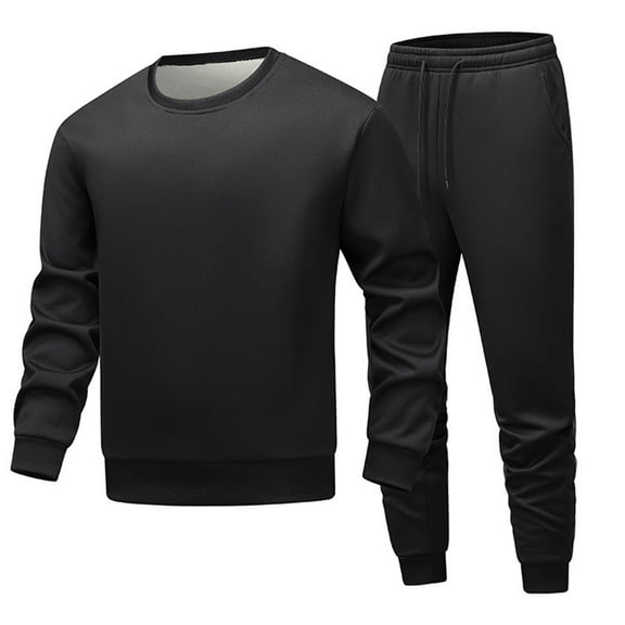 Men’s Long Sleeve Pullover Crewneck Sweatshirt and Jogger Pants Set Casual Two Piece Tracksuit Outfit with Ribbed Cuffs Waistband Pockets