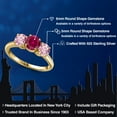 thumbnail image 2 of Gem Stone King 18K Yellow Gold Plated Silver Red Created Ruby and Pink Lab Grown Diamond Engagement Ring for Women | 2.00 Cttw | Round 6MM | Gemstone July Birthstone | Size 7, 2 of 6