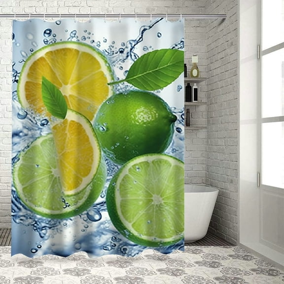 PRATYUS Limes Citrus Fruits Quick-Drying Shower Curtain Set with Hooks for Bathroom Decoration 100% Polyester Fiber 36x72