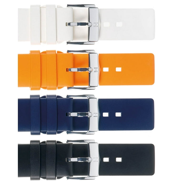 Hirsch Pure Caoutchouc Watch Strap Orange L 22mm Silver