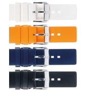 Hirsch Pure Caoutchouc Watch Strap - Orange - L - 22mm - Silver Buckle - Natural Rubber