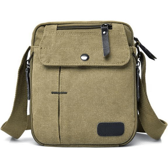 Men's Canvas Small Messenger Bag, Casual Shoulder Bag for Men Women, Chest Bag Travel Carry Bag, Multi-pocket Purse Bag
