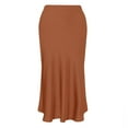 thumbnail image 4 of vigerkar High Waist Ruffled Fishtail Bodycon Maxi Long Skirt for Women Low Rise Sexy Ruched Casual Elastic Waistband Coffee, L, 4 of 5