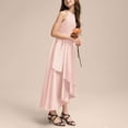 thumbnail image 5 of Mevxay Satin Flower Girl's Sleeveless Dress Elegant Irregular Hem Long Maxi Dress for Wedding Piano Performance Birthday Party Gown 4-14 Years Khaki, 5 of 6