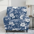 thumbnail image 2 of Xoenoiee Blue Daisy Flower Pattern Stretch Recliner Chair Covers, 4-Piece Soft Sofa Cover Couch Cover Jacquard Recliner Slipcover with Side Pockets, 2 of 7