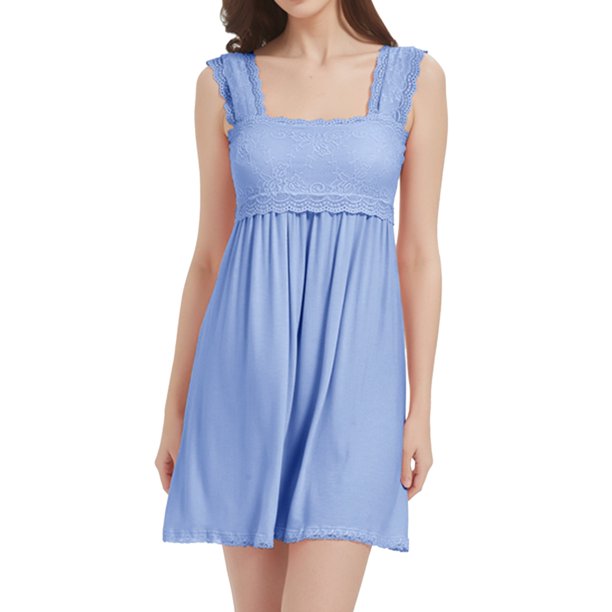 Faldón de cama sexy de encaje para mujer con relleno en el pecho - Pijama de verano, sin tirantes, estilo europeo, tallas S-XL