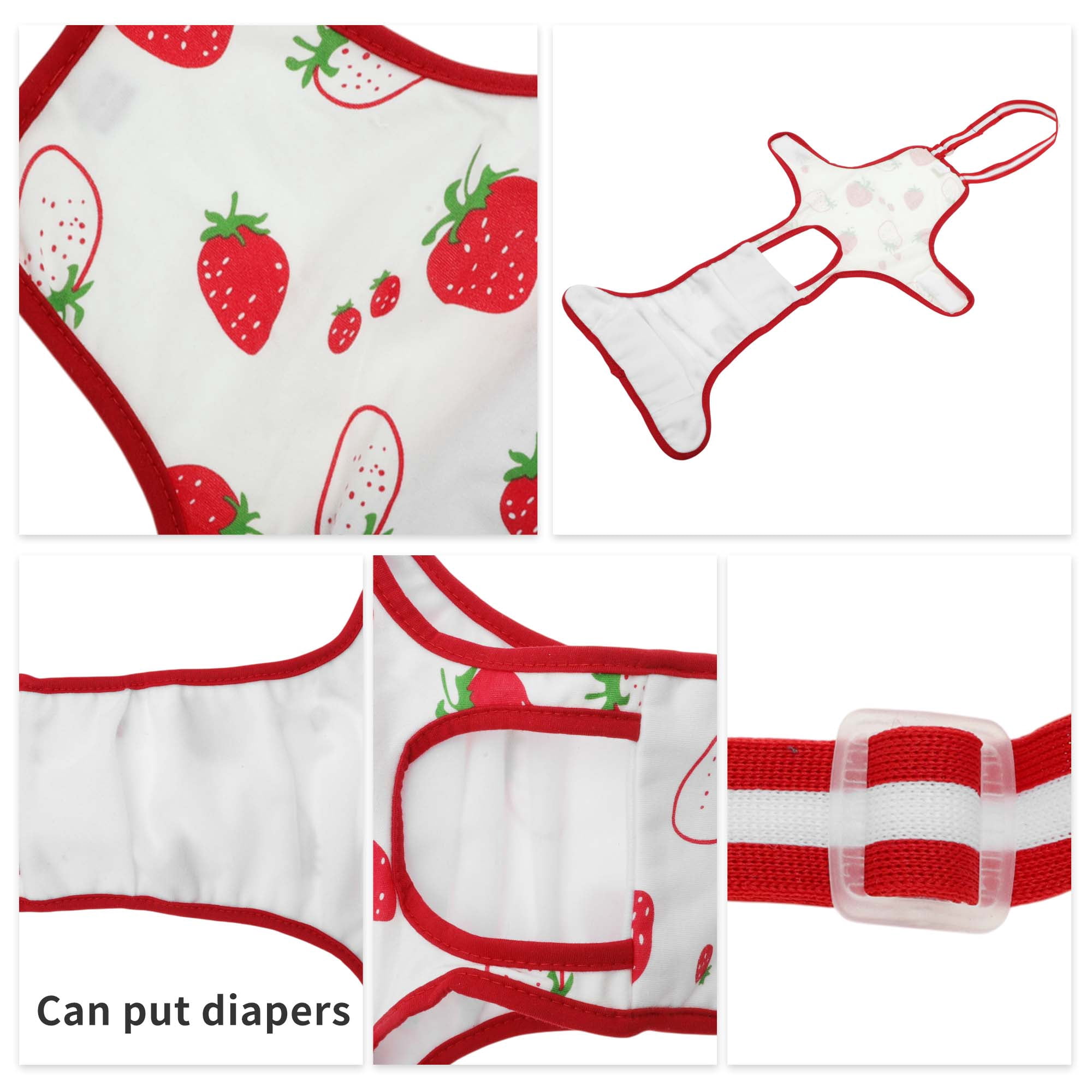 Unique Bargains Dog Diapers for Female Dogs Washable Reusable Panties Red White S