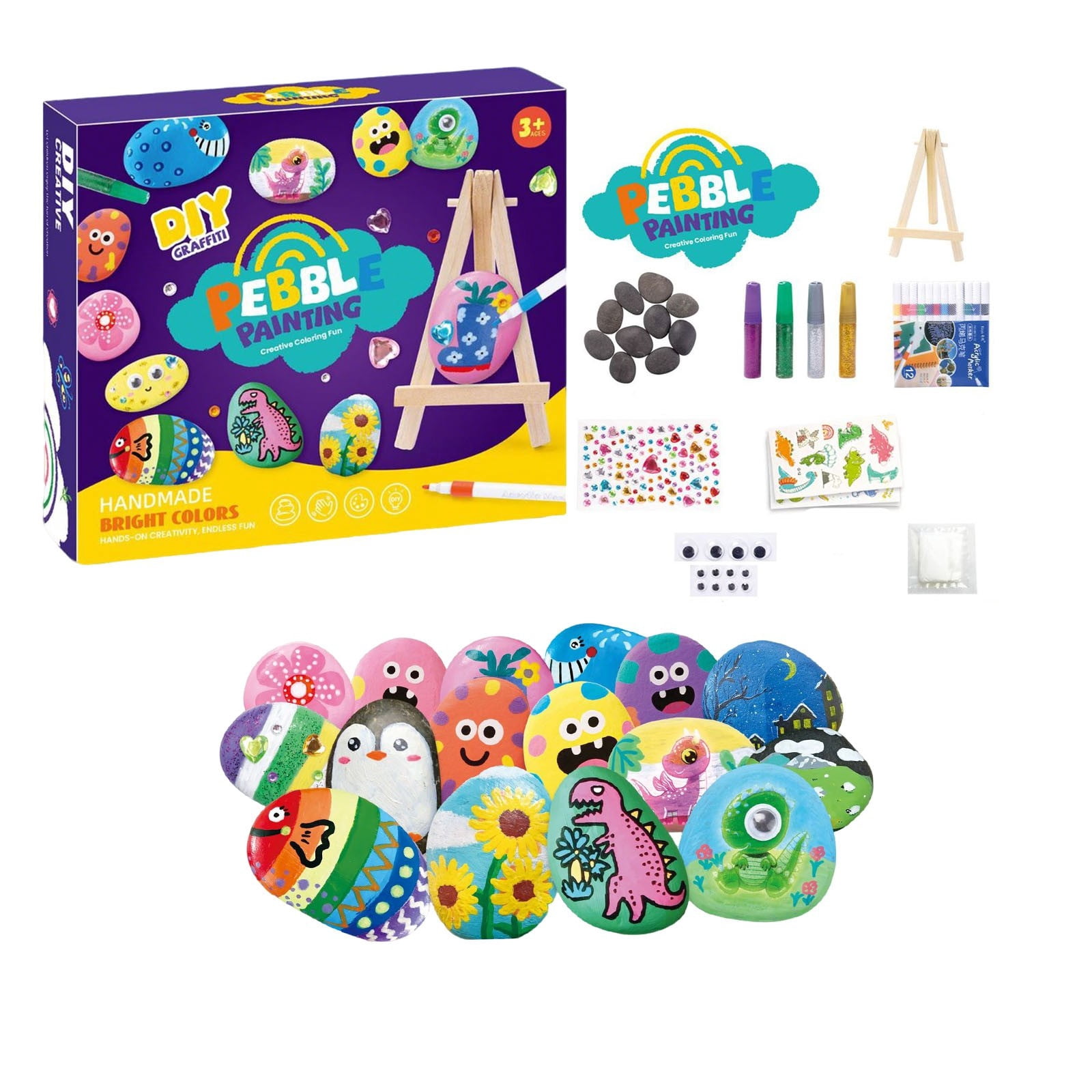 National Geographic Easter DIY Rock Painting Kit, Art and Craft Supplies, Paint and Decorate River Stones, Creative Activity for Outdoor Play, Easter Basket Stuffers Birthday Gift