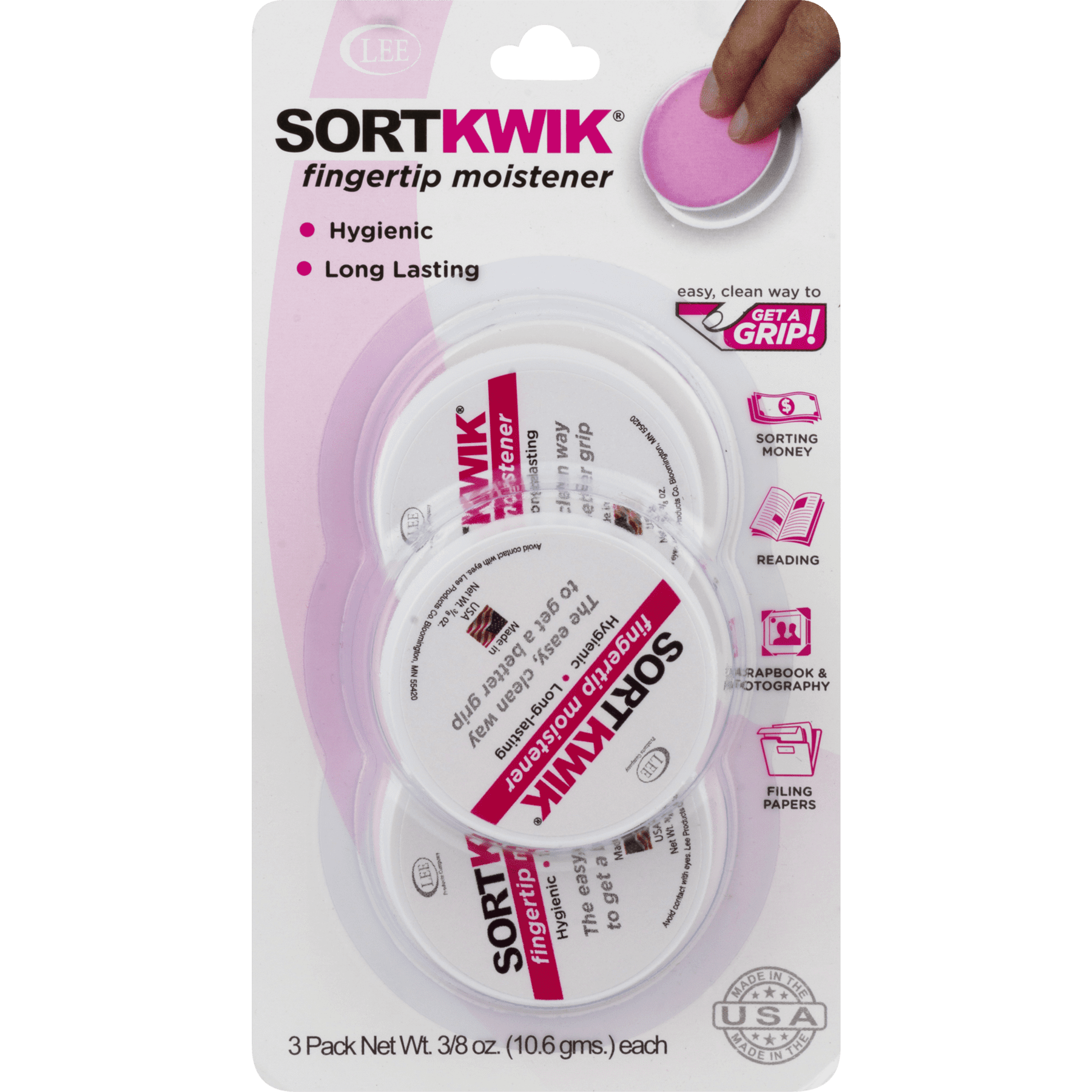 Sortkwik Fingertip Moistener 3/8 oz. 3 Pack