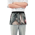 thumbnail image 2 of Leaves and Berries Pattern Server Apron with 3 Pockets Waist Apron for Waiter Waitress, 2 of 7