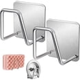 thumbnail image 1 of Juego de 2 soportes para esponjas de cocina de acero inoxidable, resistentes al óxido y que ahorran espacio, adhesivos para fregadero, 1 of 7