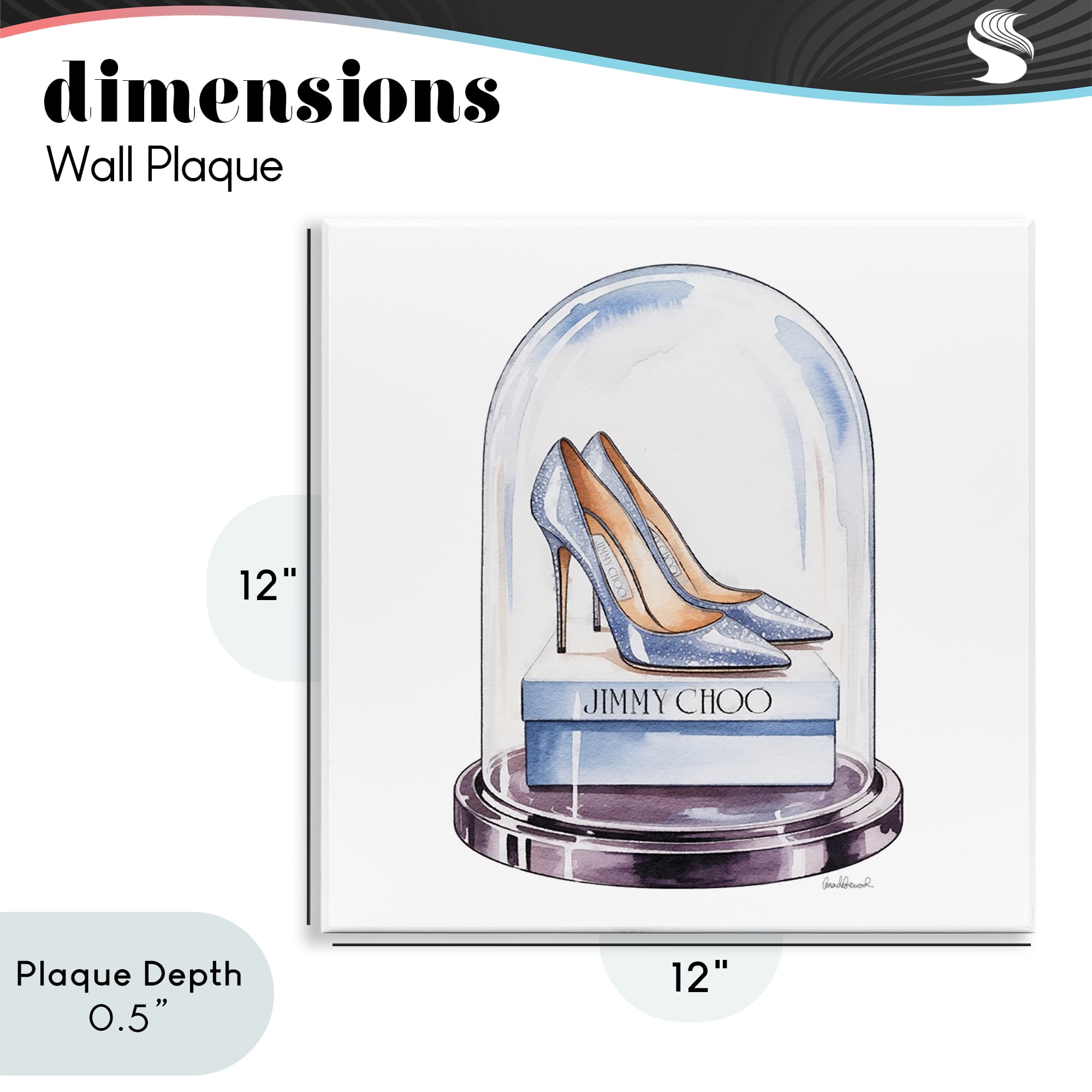 Stupell Industries Elegant Shoes in Bell Jar Wall Plaque Art, design by Amanda Greenwood