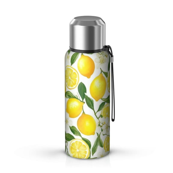 20 Oz Lemon Coffee Tumbler Double Wall Insulated Stainless Steel Water Bottle | Metal Reusable Thermoses Flask with Cup Cap | Leak & Sweat Proof with Anti-Dust Lid
