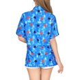 thumbnail image 2 of LA LEELA Women's Casual Beach 4th of July Short Sleeve Blouse Shirt Patriotic Button Up Dress Tops Tee Shirts Summer Hawaiian Blouses for Women S Allover Stars, Blue, 2 of 5