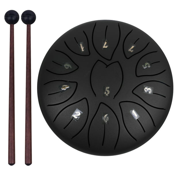 Instrumentos Tambor Lluvia Percusión La Mano 6 Pulgadas 11 Notas Con Batería Libro Mazos Selecciones Dedos para Entretenimiento Meditación Yoga Zen Regalos