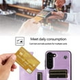 thumbnail image 3 of Design for Samsung Galaxy S23 5G Case with Tempered Glass Screen Protector PU Leather Credit Card Holder Slot Wallet Phone Cases Stand Kickstand Protective Cover for S 23 Women 6.1 inch Purple, 3 of 12
