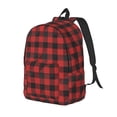 thumbnail image 1 of Disketp Red Black Plaid print Canvas Backpack Lightweight Travel Daypack Student Rucksack Laptop Backpack-Medium, 1 of 5