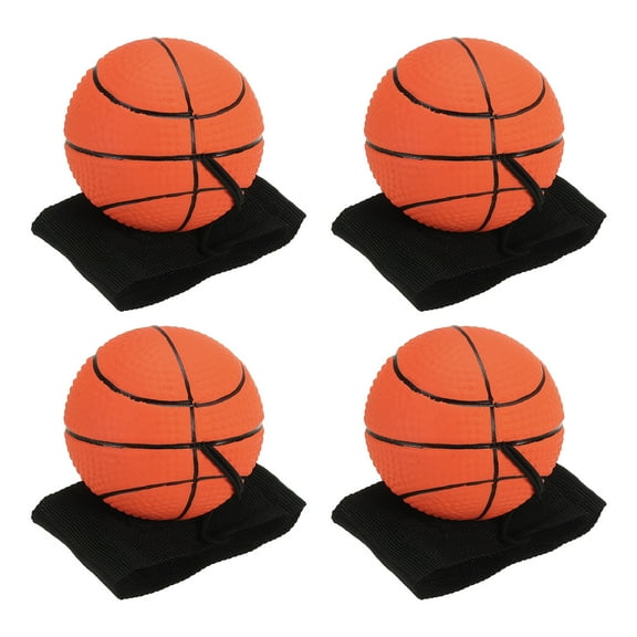 Uxcell 2.5 Inch Sports Wrist Ball, 4Pcs Basketball Rubber Rebound Wristband Wrist Return Ball Sport on A String for Exercise Play, Fluorescent Orange