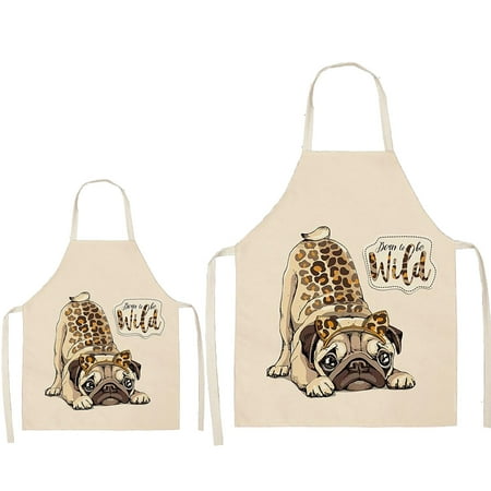 

Aprons WMYBD DOG PUG Printed Cotton Linen Sleeveless Apron Kitchen
