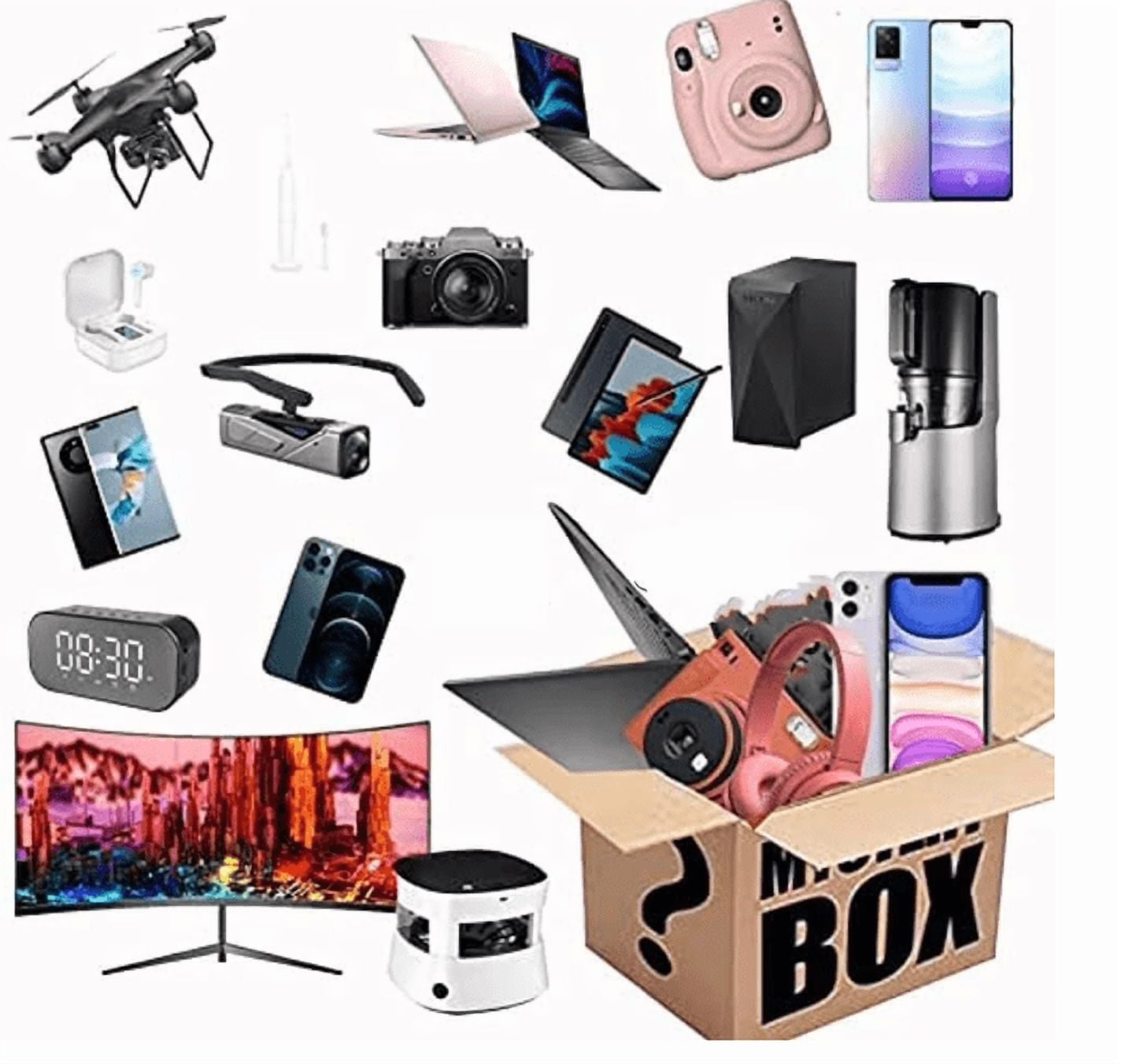 Deluxe Electronics Gift Box: 2-20 Randomly Selected Premium Gadgets for Home, Office & Entertainment - A Thoughtful Surprise Assortment for Tech Lovers of All Ages