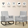 thumbnail image 6 of Gymax 2-in-1 Upholstered Rocking Chair Fabric Nursery Armchair with Pillow Light Grey, 6 of 10