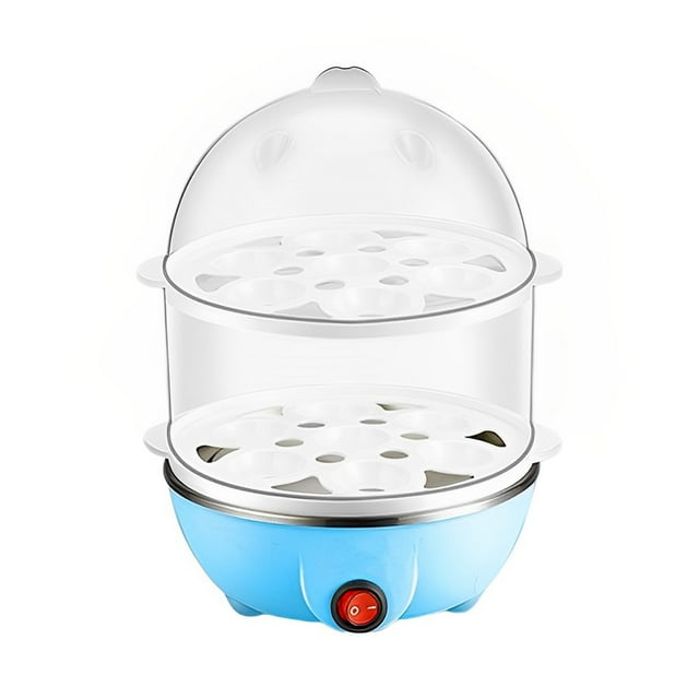 Bewildely Caldera de 7 huevos, olla eléctrica de calentamiento rápido para huevos, cazador furtivo portátil de doble capa, herramientas de cocina de Electrodomésticos Azul/Doble Capa Bewildely HA078705-06