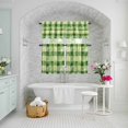 thumbnail image 6 of Kitchen Window Curtains Valance and Tier Set, Spring Abstract Green Yellow Plaid Rod Pocket Tier Curtains and Valance 3 Piece Set, Rustic Buffalo Checker Window Treatment for Bedroom Living Room, 6 of 9