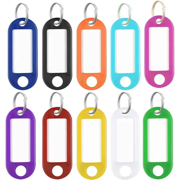 25Pcs Multicolor Plastic Keychains with Label Windows for Easy Identification
