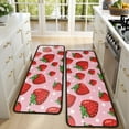 thumbnail image 4 of Kitchen Rugs Sets Of 2,Red Strawberry Plants Fruit Flower Pink Pattern Anti Fatigue Kitchen Mat Rugs Non Slip Washable,Decorative Kitchen Floor Mats for Kitchen,Sink,Laundry,17"x47"+17"x47", 4 of 5