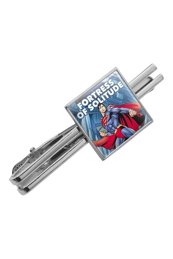 Superman Fortress of Solitude Square Tie Bar Clip Clasp Tack- Silver or Gold