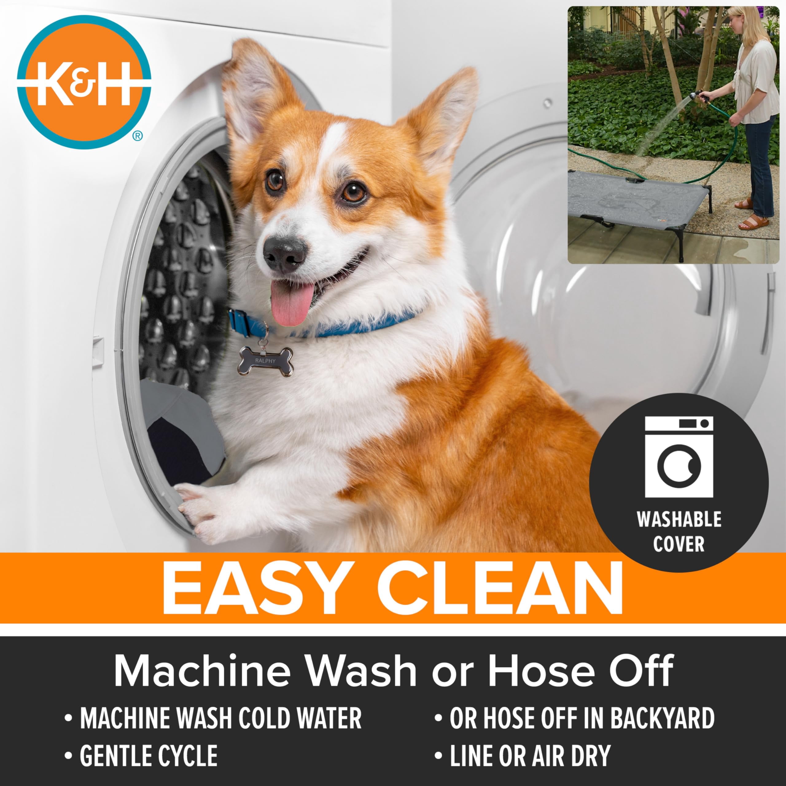 K&h Outdoor Elevated Dog Bed - Raised For Small & Medium Pets  Breathable Mesh Hammock Design Indoor/outdoor Washable Cover Portable Metal Frame Green 32x25in